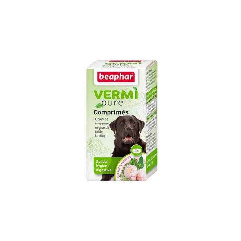 Comprimés Aux Plantes Chien 15kg Beaphar VERMIpure 3 Comprimés Aux Plantes Chien 15kg Beaphar VERMIpure