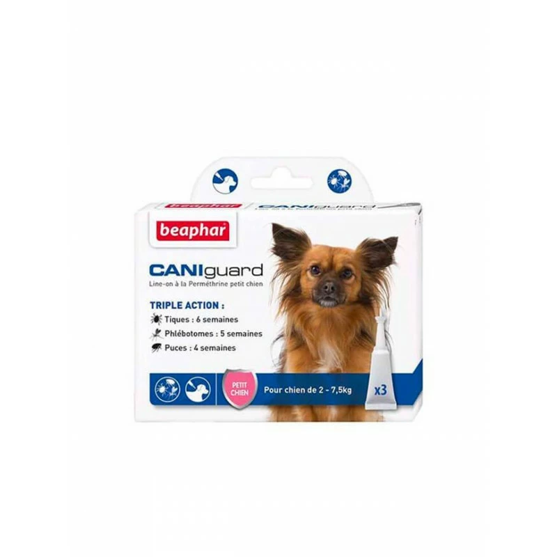 Pipettes Antiparasitaires Petit Chien 2 à 7,5 Kg Beaphar CANIguard 3 Pipettes Antiparasitaires Petit Chien 2 à 7,5 Kg Beaphar CANIguard
