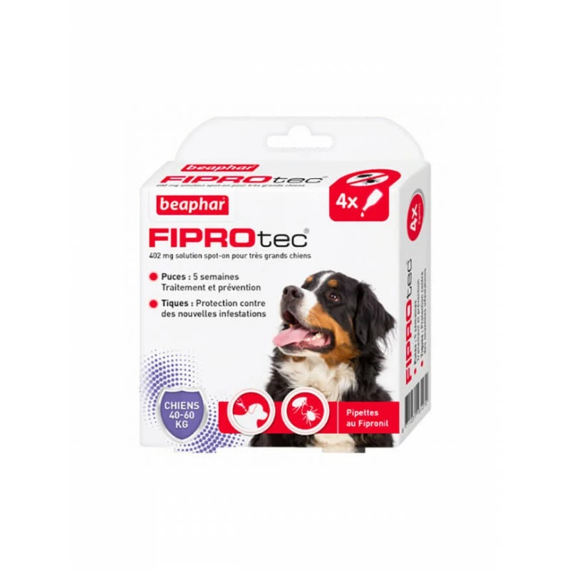 Pipettes Antiparasitaires Chien 40 à 60 Kg Beaphar FIPROtec 3 Pipettes Antiparasitaires Chien 40 à 60 Kg Beaphar FIPROtec