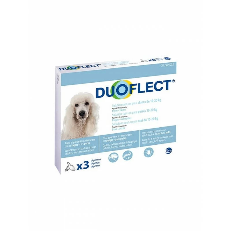 Pipettes Antiparasites Duoflect - Chien 10 à 20 Kg 3 Pipettes Antiparasites Duoflect - Chien 10 à 20 Kg